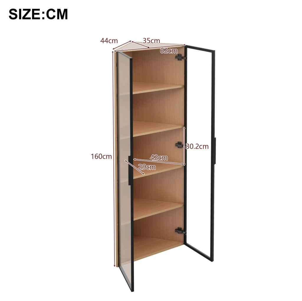 Vetrina angolare LED effetto rovere 62 x 35 x 160 cm