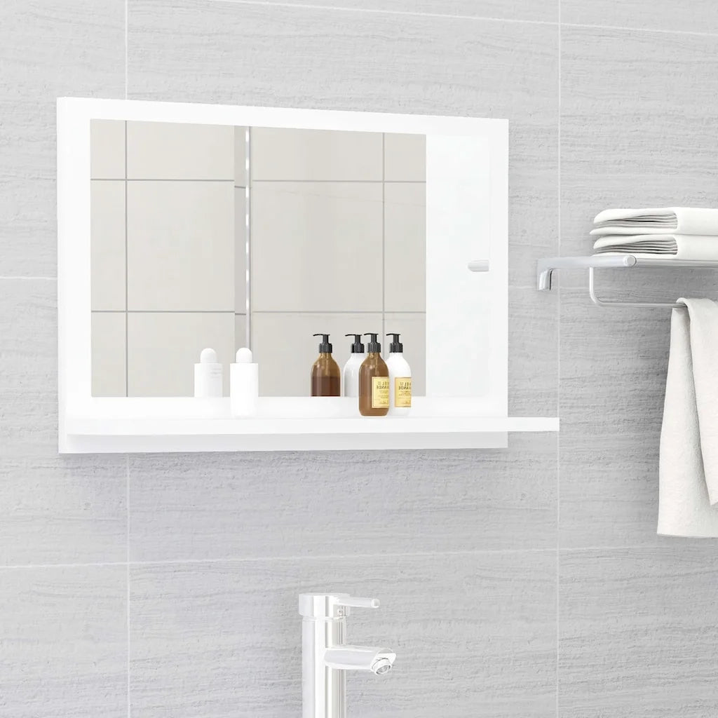 Specchio da Bagno | Specchio decorativo Bianco 60x10,5x37 cm in Legno Multistrato