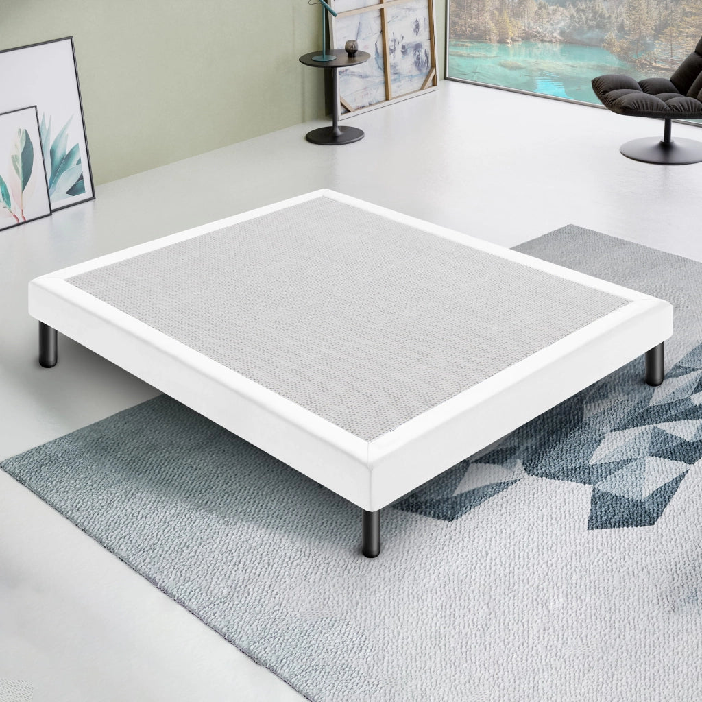 Letto Sommier Piazza e Mezza 140x190 Bianco Rivestito - Resistente fino a 120 Kg per Persona