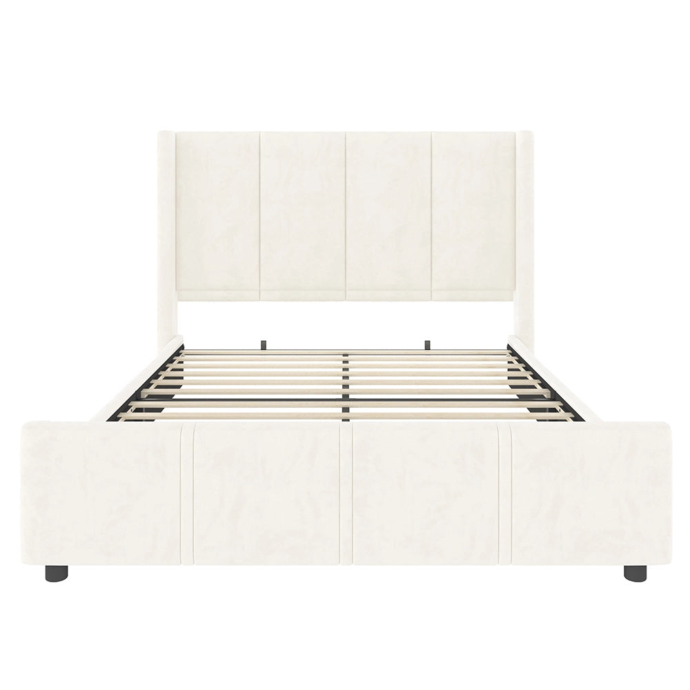 Letto-Xylo-140x200 cm-testiera alta, USB, ferro+legno, beige