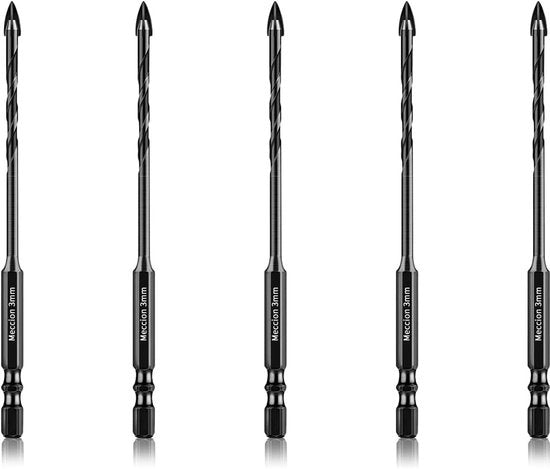 Bohler per piastrelle 3mm - Trapano professionale - Per piastrelle/beton/vetro - Punti in acciaio duro YG6X - Con connessione a 6 lobi - Cambio rapido