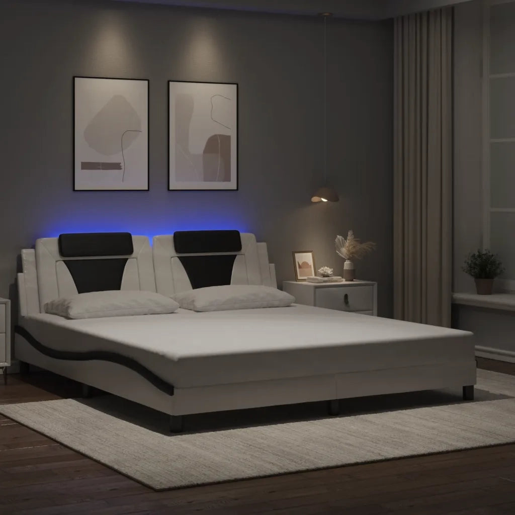 Giroletto Viana con LED senza Materasso Bianco e Nero 180x200 cm