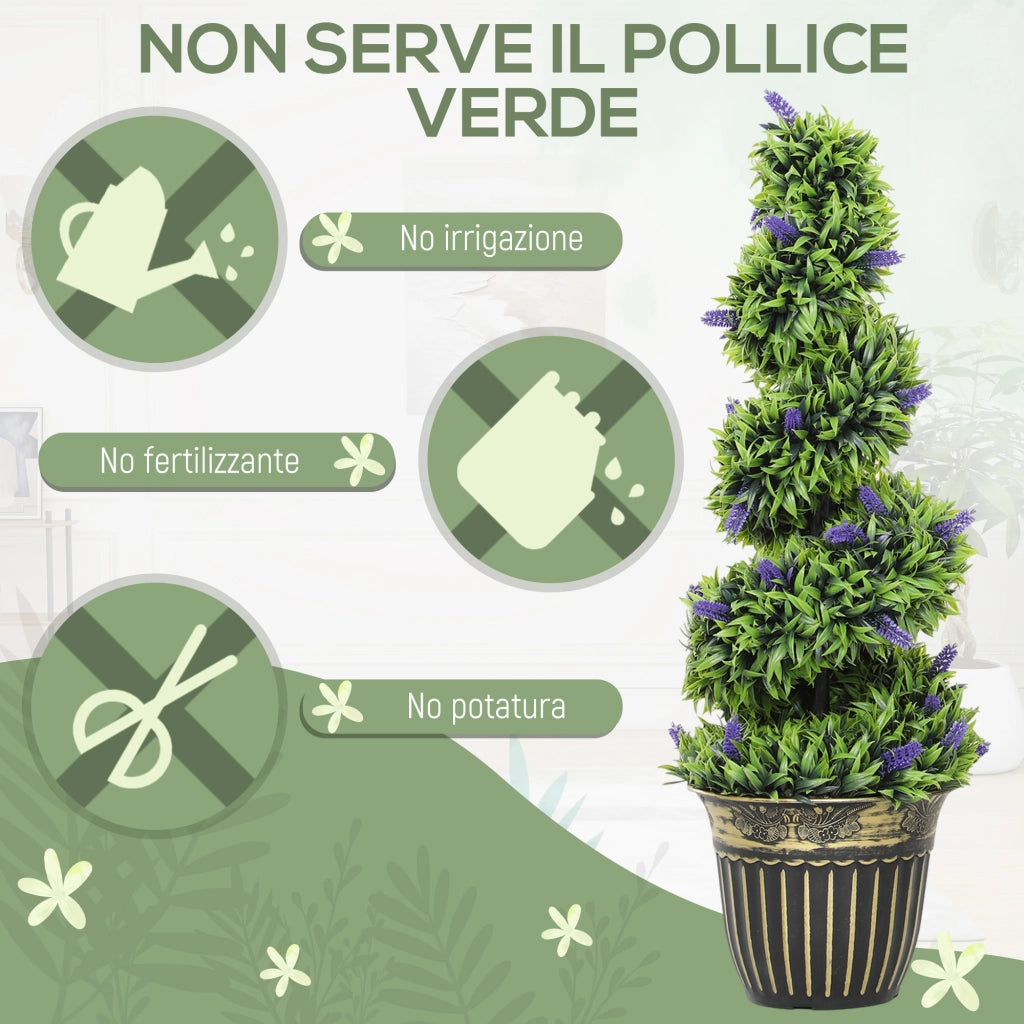 Set 2 Piante Artificiali Spirale PE ¨C Xylo ¨C Verde Blu 90cm con Vaso