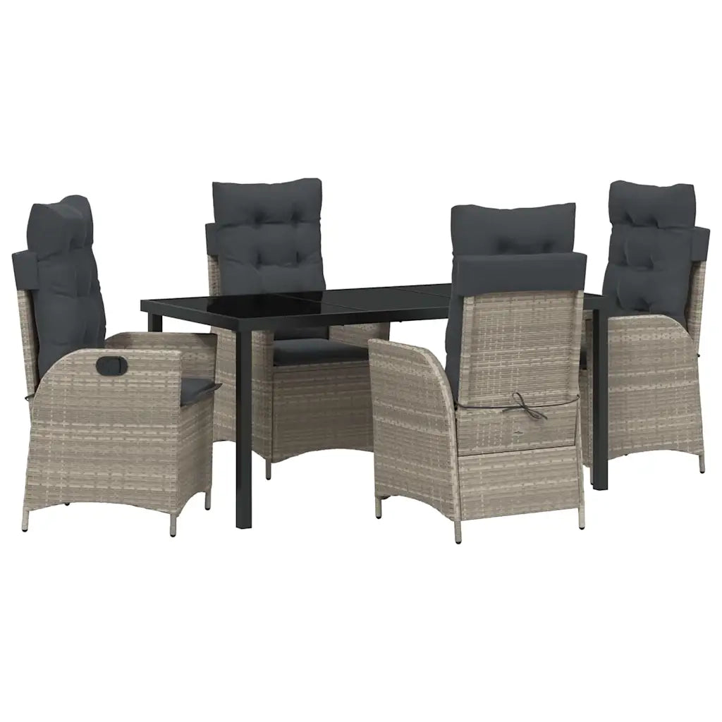Set da Pranzo per Giardino 5 pcs Grigio chiaro polyrattan