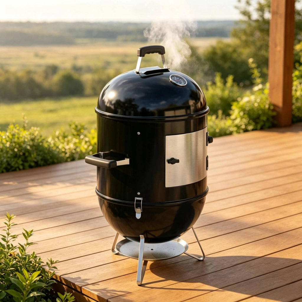 GRILL Affumicatore a Carbone 3 Livelli  44 cm Nero
