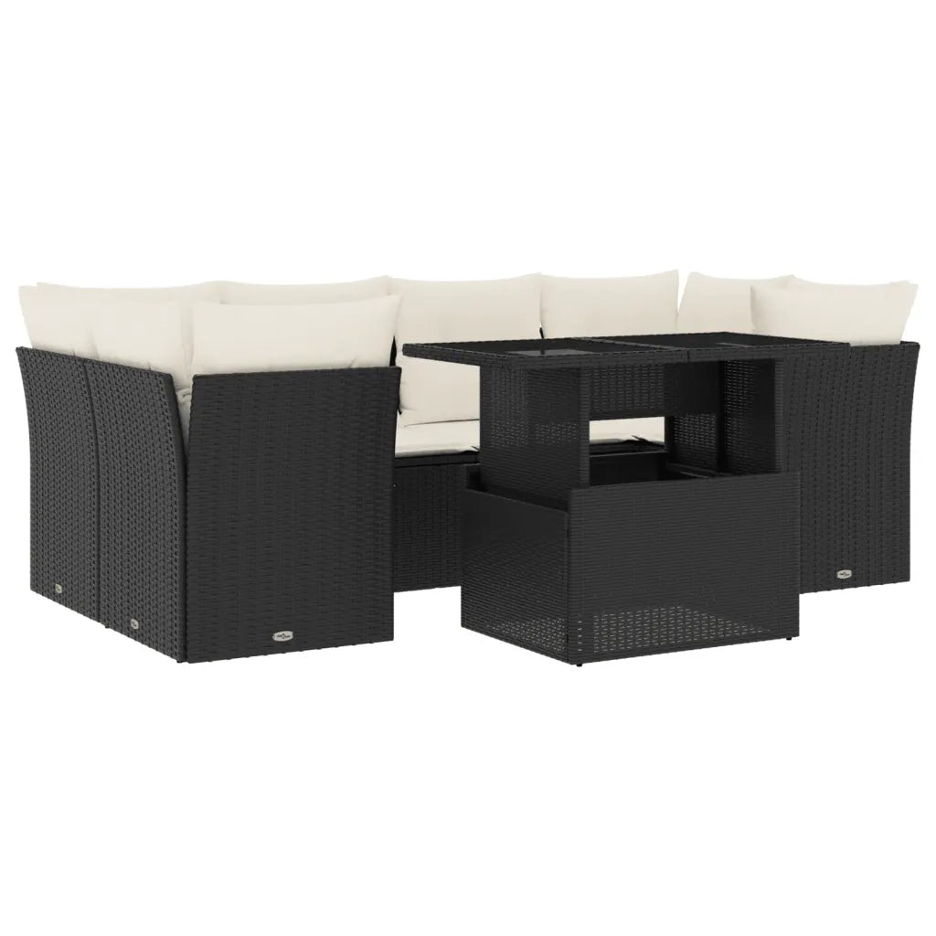 Set Divani da Giardino con Cuscini 7pz Nero Polyrattan 3266376