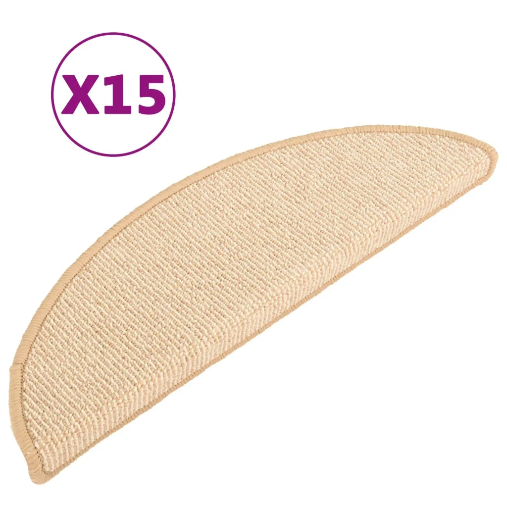 Tappetini per scale 15 pz 56x17x3 cm Crema Semicircolari 149853