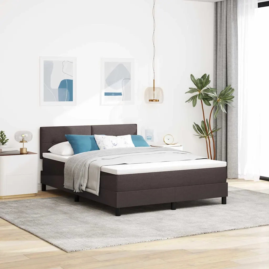 Letto a molle con testiera Marrone Scuro 140 x 190 cm Tessuto 3338688