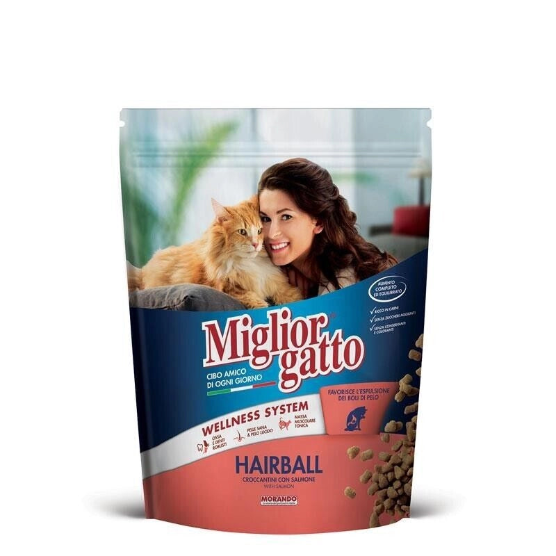 MIGLIOR GATTO CROCCANTINI GATTO 800 GR HAIRBALL SALMONE