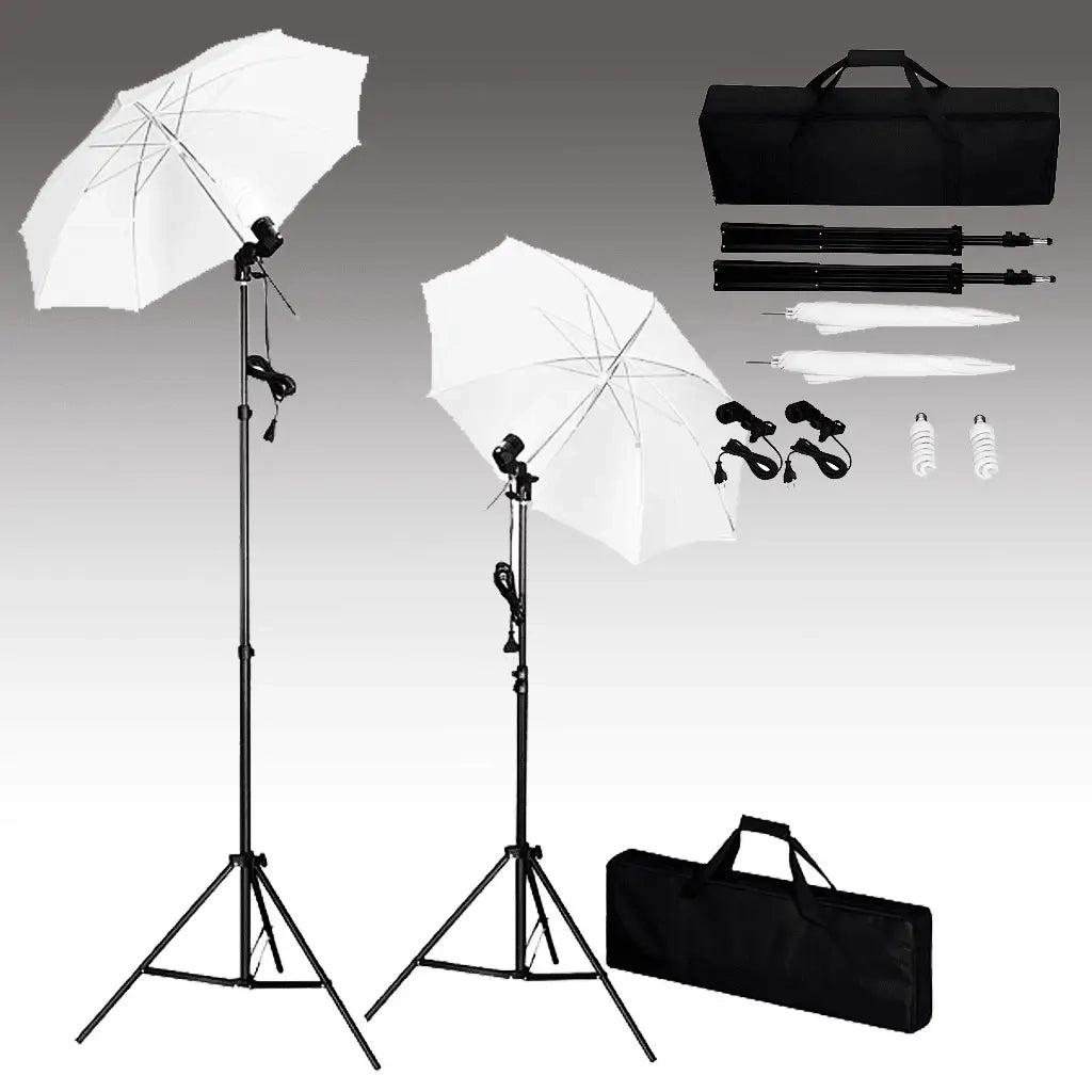 Set di Luci per Set Fotografico con Stativi e Ombrelli 190011