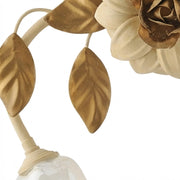 Plafoniera Arte Povera Cesto Metallo Avorio E Oro 2 Luci E14