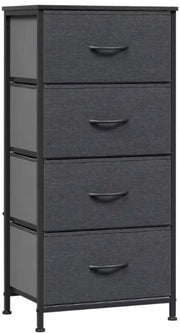 Comodino Piccolo - 4 Ripiani di Stoccaggio - Cassetto con Superficie in Legno - Struttura in Metallo - Adatto per Camera da Letto, Corridoio o Soggiorno - Grigio Scuro - 45x94,5x30 cm