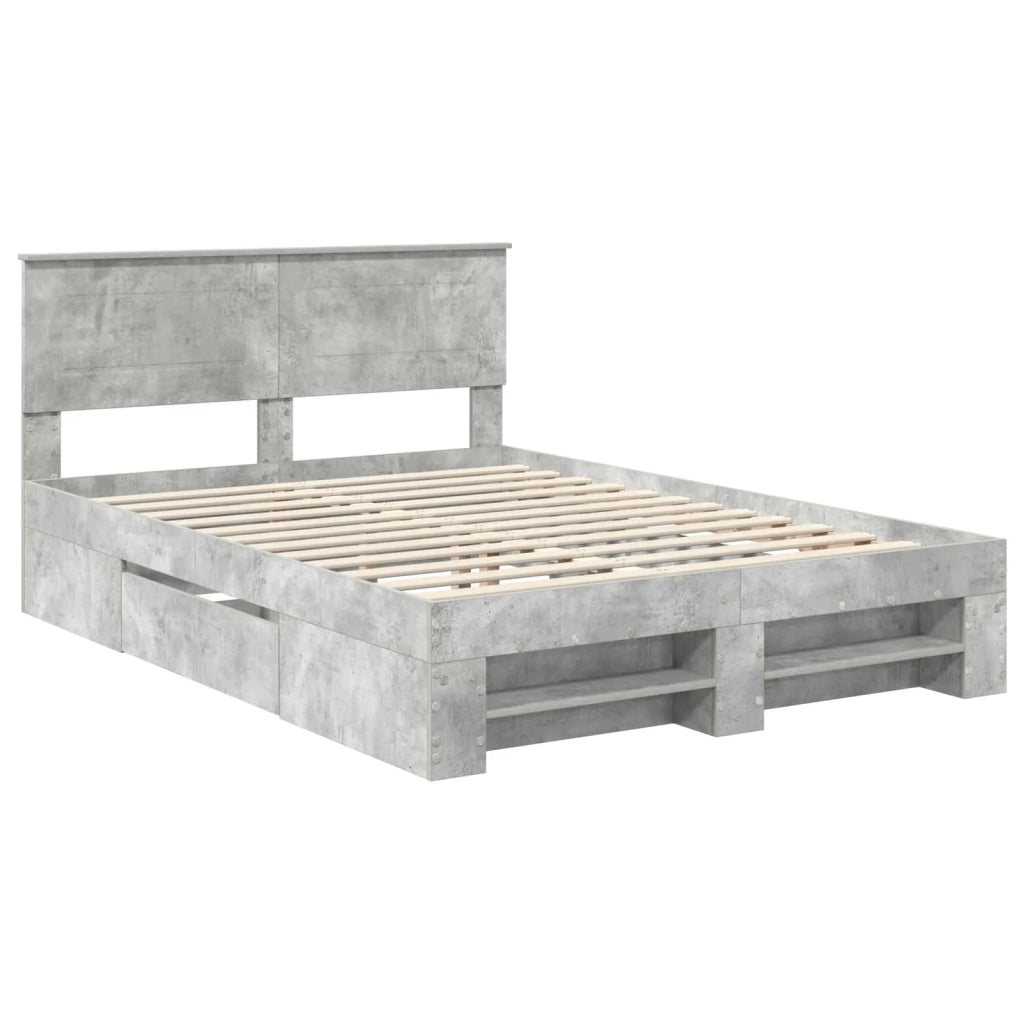 Letto matrimoniale | Letto per adulti | Struttura del letto con testiera Grigio cemento 160 x 200 cm