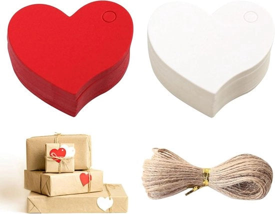 Etichetta di dono piccola con spazzola di canapa - 200 pezzi di pendente cuore carta - decorazione carnevale DIY - San Valentino matrimonio - compleanno battesimo decorazione vacanze