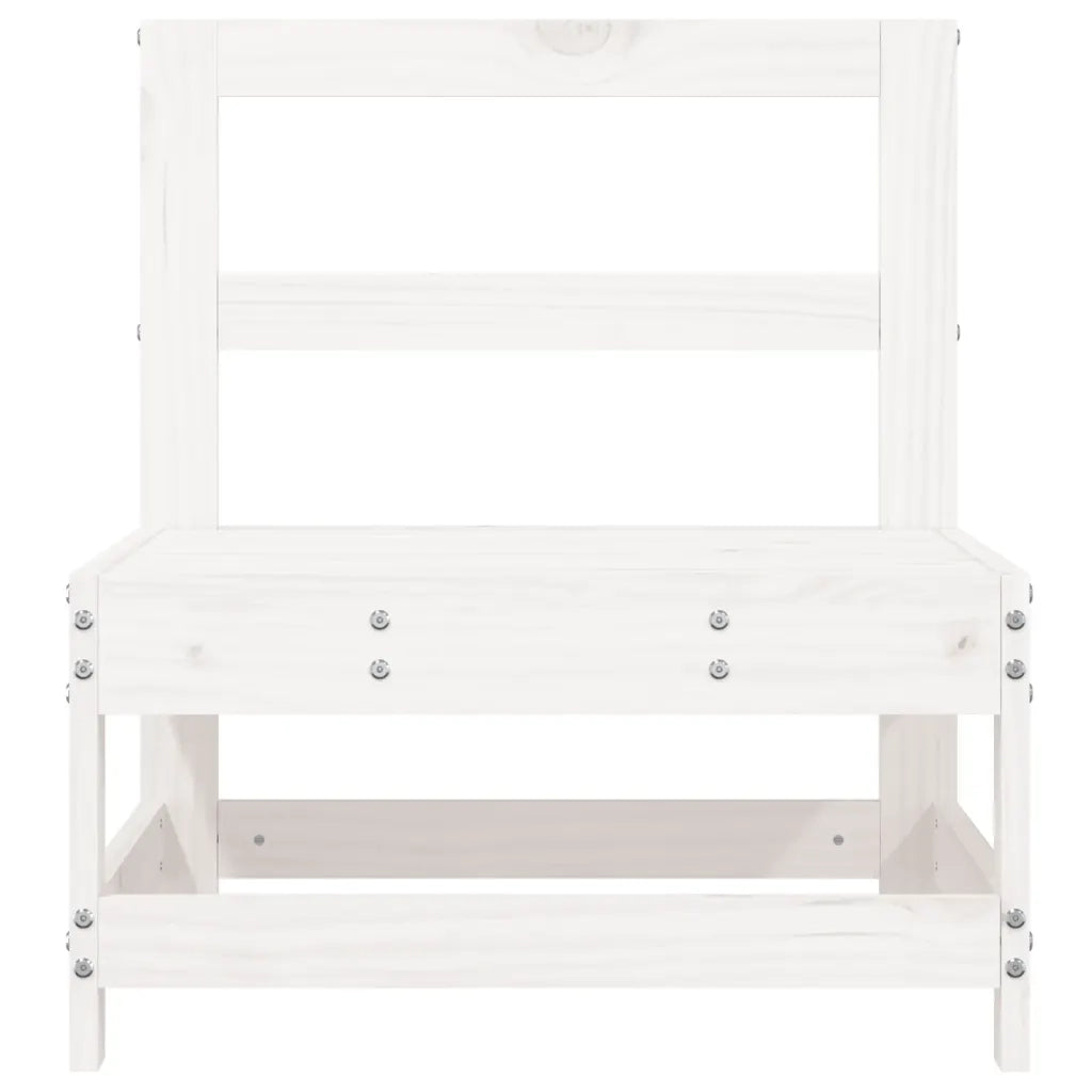 Divani Centrali da Giardino 2 pz Bianchi Legno Massello di Pino 825514