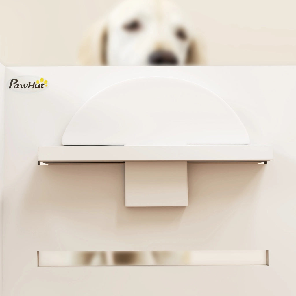 Mangiatoia Elevata per Cani Regolabile con Sistema di Alimentazione Lenta ¨C Minimal ¨C 63x58,5x40 cm Bianco