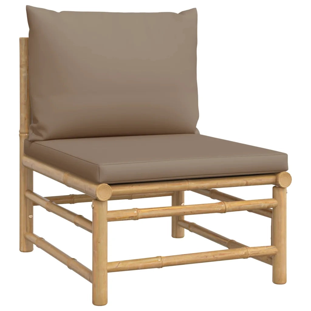 Set Salotto da Giardino 5pz con Cuscini Tortora Bambù 3155138