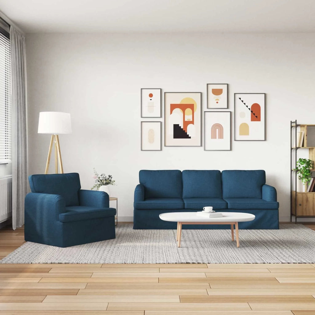 Set di divani 2 pcs Blu 201 x 80 x 85 cm Tessuto 3407610