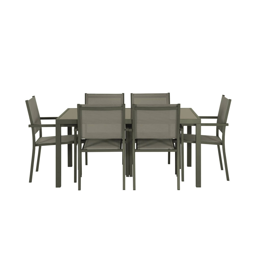 Set tavolo da giardino in alluminio e textilene con 6 sedie, verde