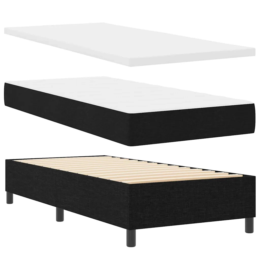 Letto a Sorgente LED con materasso Nero 90 x 190 cm Tessuto