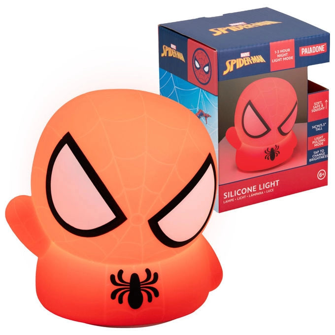 Paladone Spider-Man SquishyGlo Luce Notturna Ricaricabile in Silicone Marvel 14 cm