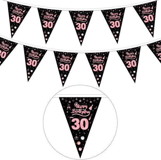 Decorazione da Festa per Compleanno - Bandiera Decorativa - Stoffa - Nastro - Decorazione per Compleanno - Decorazione per Festa - Materiale di Alta Qualità - Modello 30e