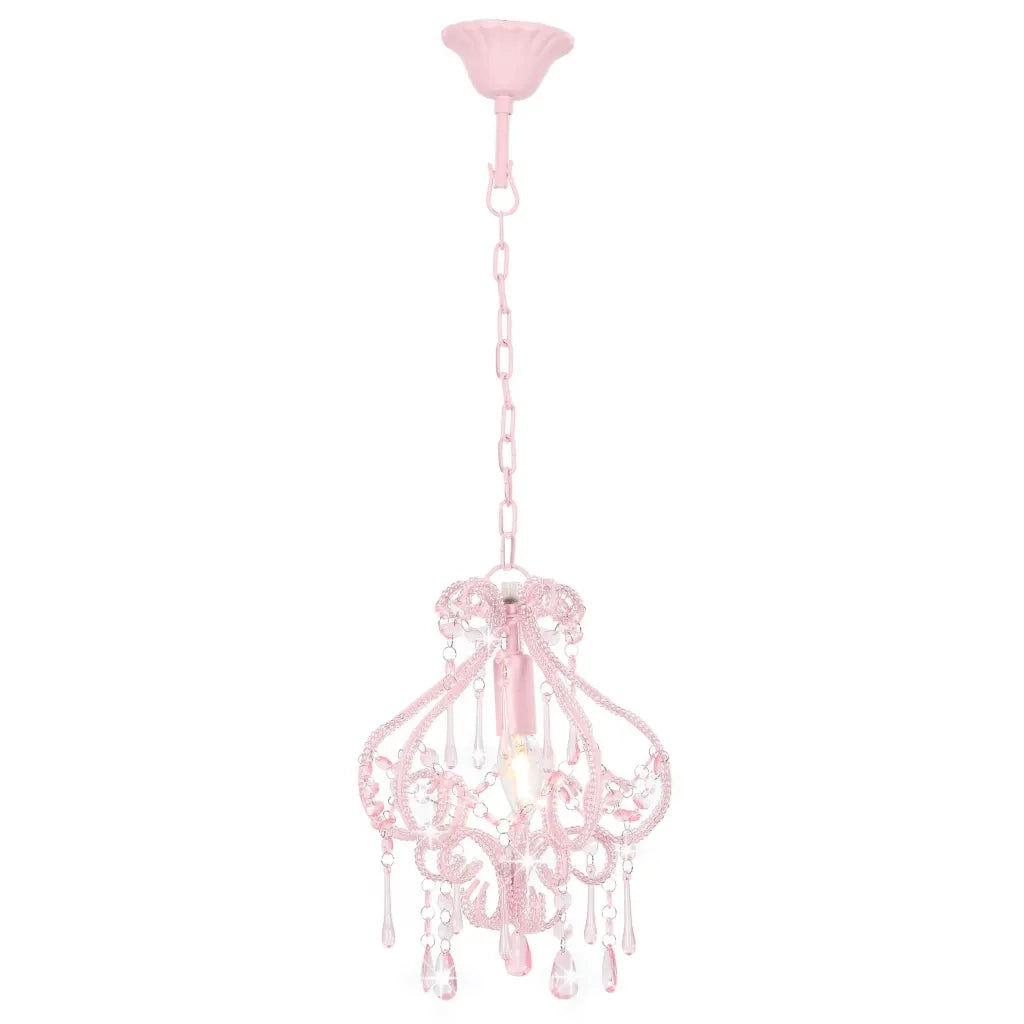 Lampadario con Perle Rosa Rotondo E14 281595
