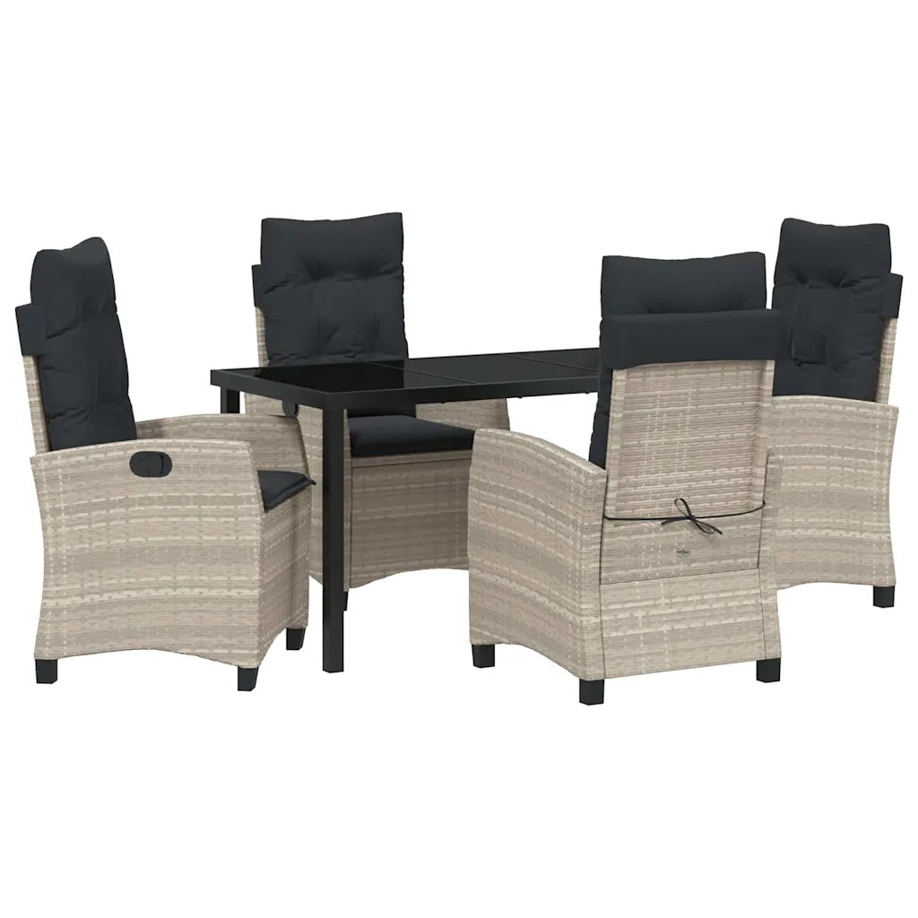Set da Pranzo per Giardino 5 pcs Grigio chiaro polyrattan