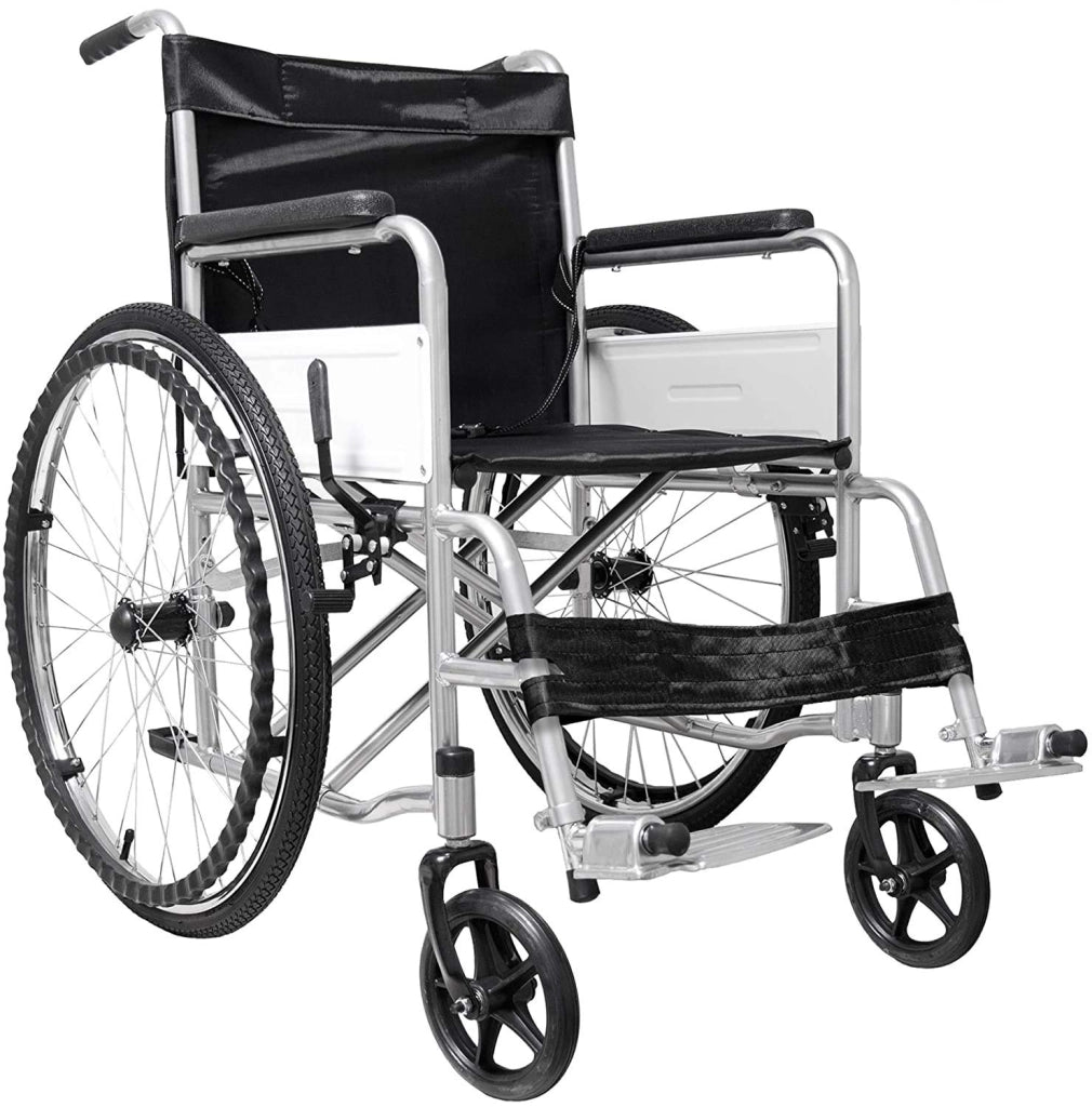 Carrozzina Per Disabili Anziani Leggera Ad Autospinta Pieghevole Telaio Robusto Ergonomico In Acciaio Con Auto Spinta Cintura Di Sicurezza Braccioli Poggiapiedi Estraibili Grigio