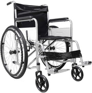 Carrozzina Per Disabili Anziani Leggera Ad Autospinta Pieghevole Telaio Robusto Ergonomico In Acciaio Con Auto Spinta Cintura Di Sicurezza Braccioli Poggiapiedi Estraibili Grigio