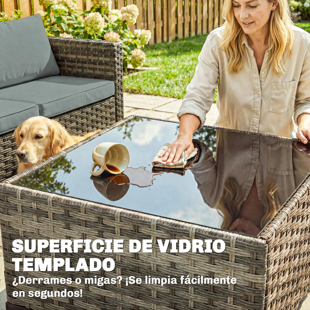 Set Giardino Polyrattan 5 Pezzi con Cuscini ¨C Minimal ¨C Grigio