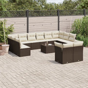 Set Divani da Giardino 13 pz con Cuscini Marrone in Polyrattan 3250282