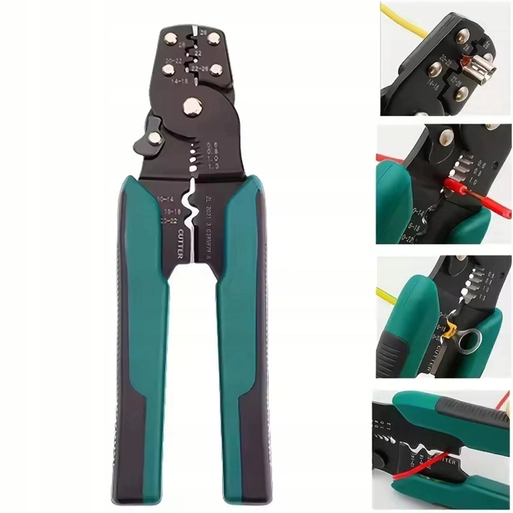 Zaciskatrice Professionale ElectroSet Pro 608 – Set con 250 Terminali in Rame GT + 328 Tubetti Termorestringenti | 0.5–6