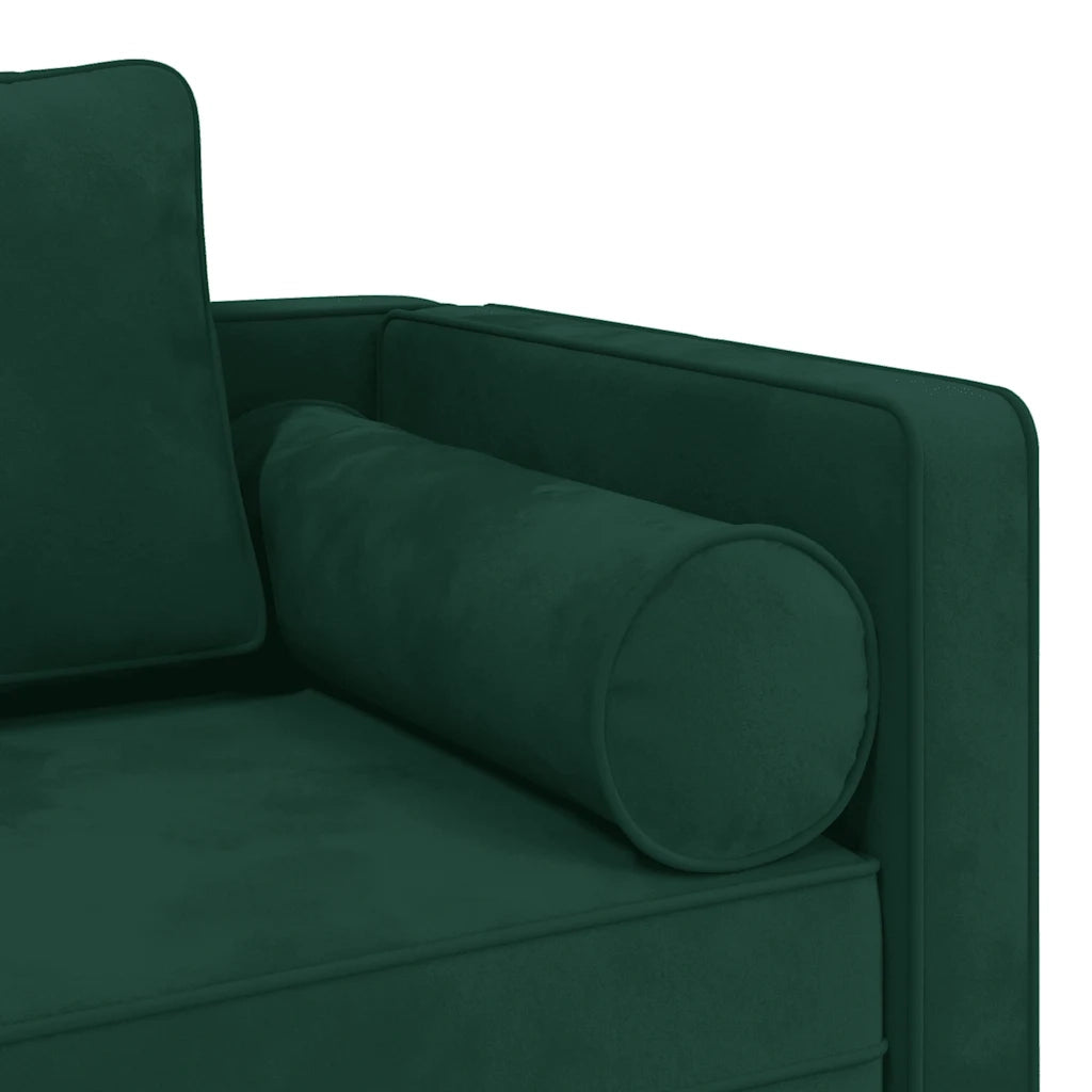 Chaise Longue con Cuscini Verde Scuro in Velluto 4007573