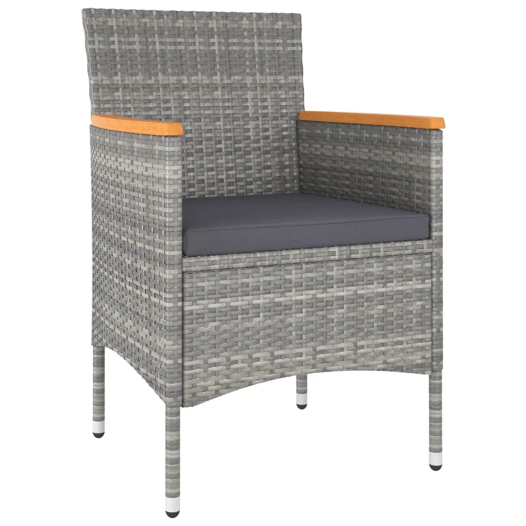 Set Pranzo da Giardino 5 pz Polyrattan e Vetro Temperato Grigio