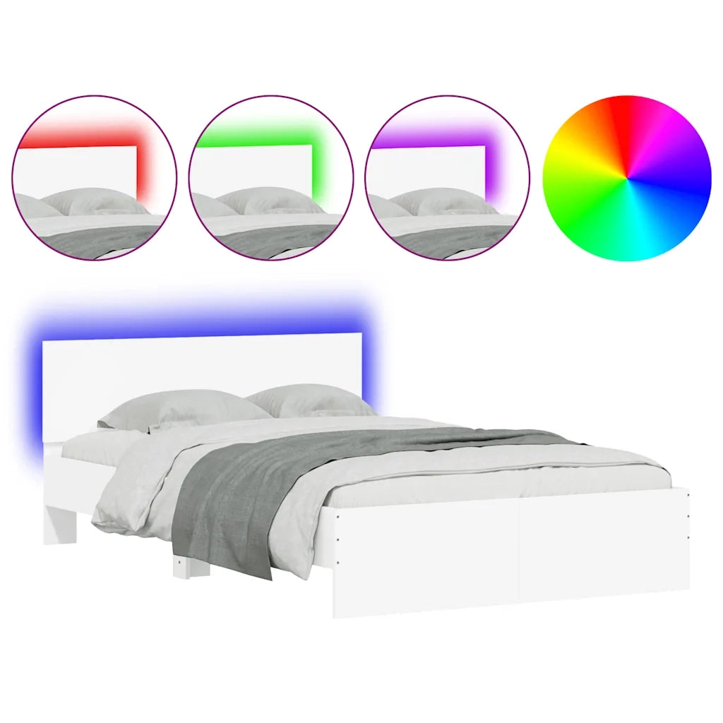 Giroletto con Testiera e LED Bianco 140x190 cm 3207623