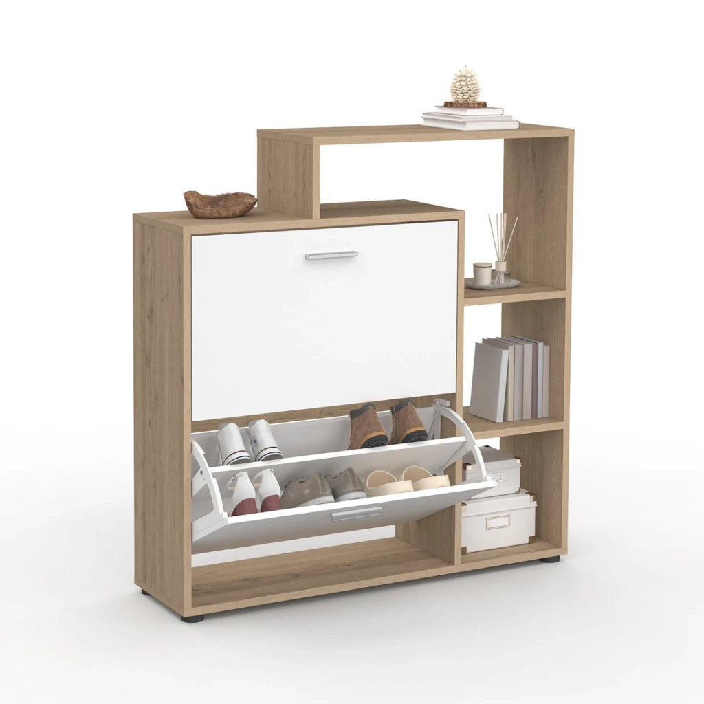 IDMarket - Scarpiera bianca a 2 ante con ripiano