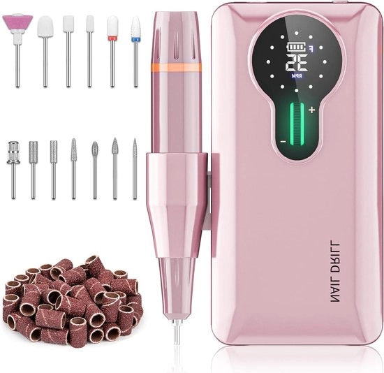 Vijilatrice elettrica Professionale libera unghie Rosa Portatile 35000 giri/min 13 bit 56 lamiere di abrasione Display LED Manicure Pedicure Casa Salon
