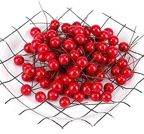 Decorazioni per Festa Artificiale - Cerei 200 Stuks - Baccelli di Ciliegio Artificiale - Decorazione per Festa - Ornamenti per Natale - Poliuretano + Metallo - 6 x 1 cm