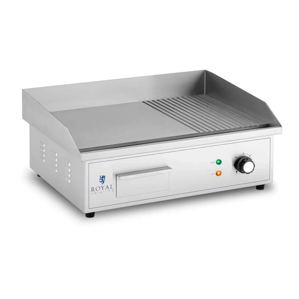 Piastra elettrica professionale con piastra di cottura da 3000 watt e grill (548 x 350 mm piastra in ferro liscia e rigata) 14_0004059