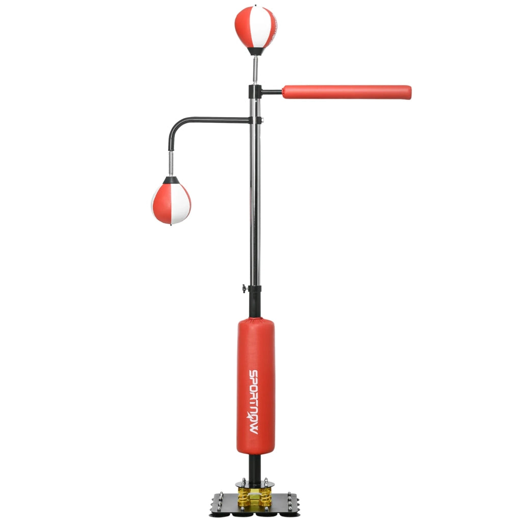 Sacco da boxe da terra 140-205 cm, regolabile in altezza, con 2 palle veloci, asta reflex e base a ventosa, per adulti