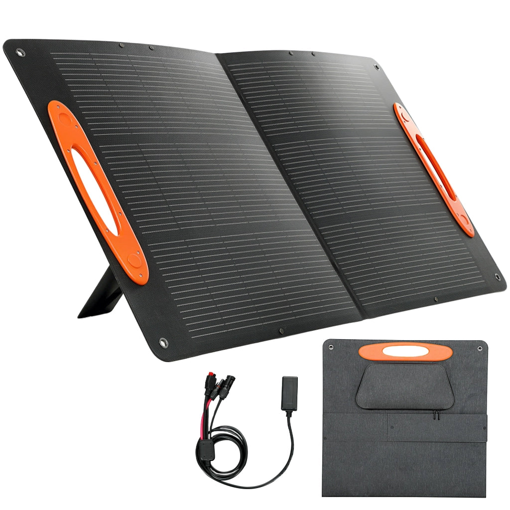 Caricabatteria Solare Portatile 100W ¨C Xylo ¨C Pieghevole USB-A USB-C IP67 Nero
