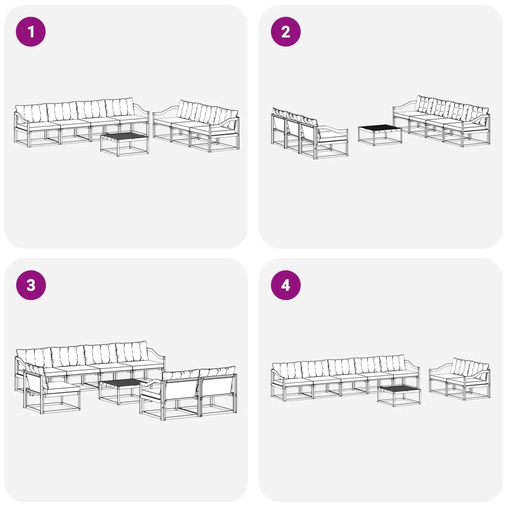 Set di divani da esterno 8 pcs Bianco e nero 3388502