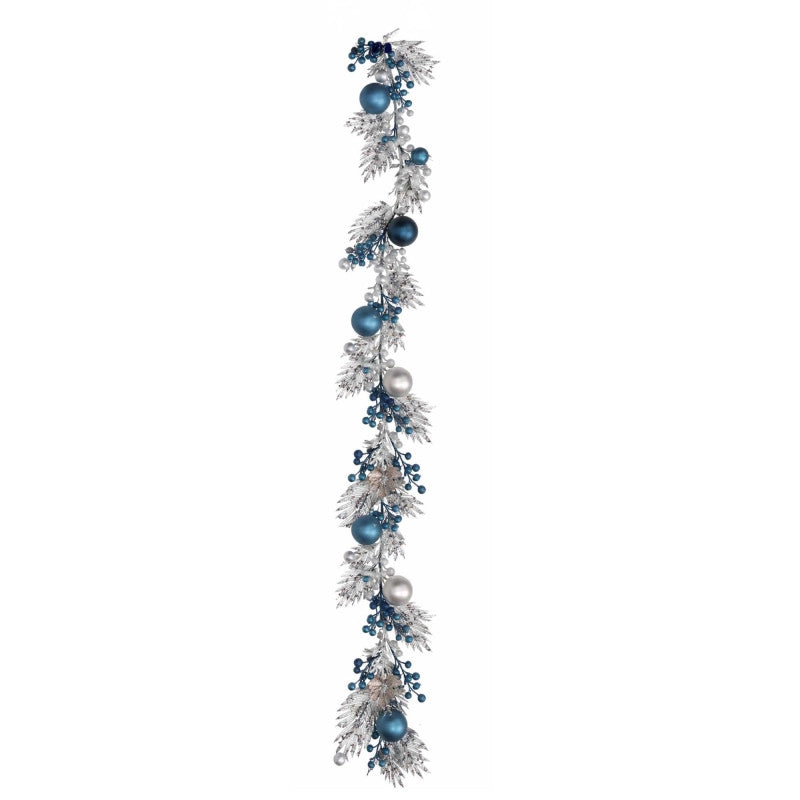 Festone plastica sfere argento e blu cm 125