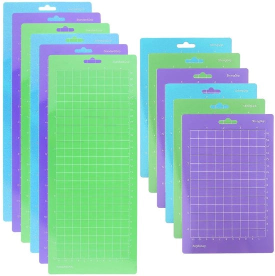 Accessori per Cricut Joy - 12 pezzi - 4,5 x 12 Pollici / 4,5 x 6,5 Pollici - Presa Standard / Presa Leggera / Presa Forte - Antiscivolo - PVC Duraturo - Mattoncini di taglio