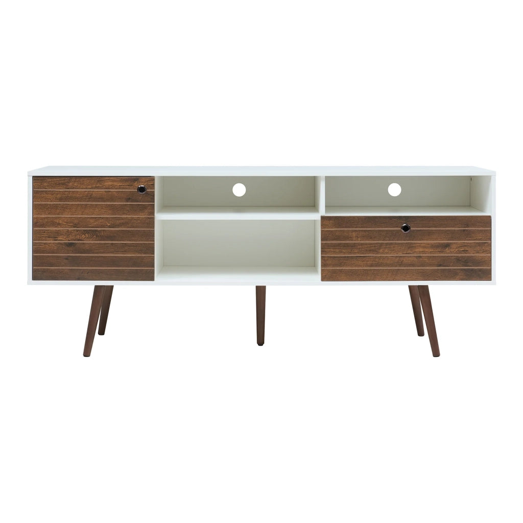 Mobile porta TV mensola porta TV per soggiorno 165 x 40 x 66 cm bianco effetto noce 03_0010106