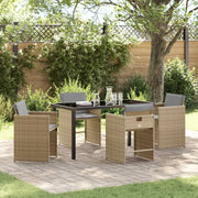 Set da Pranzo per Giardino 5 pcs Beige polyrattan