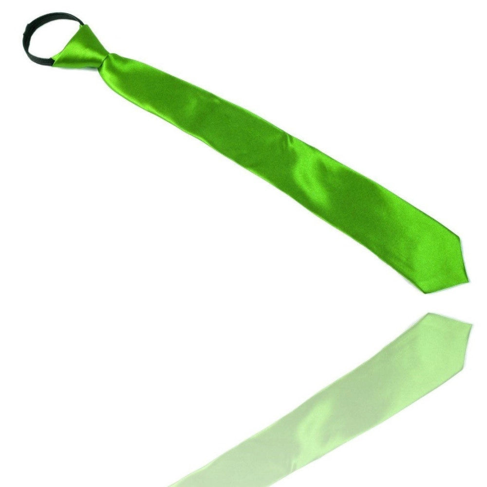 Trade Shop - Cravatta Seta Raso Verde Chiaro Zip Cravattino Frack Papillon Sottile Uomo Donna -