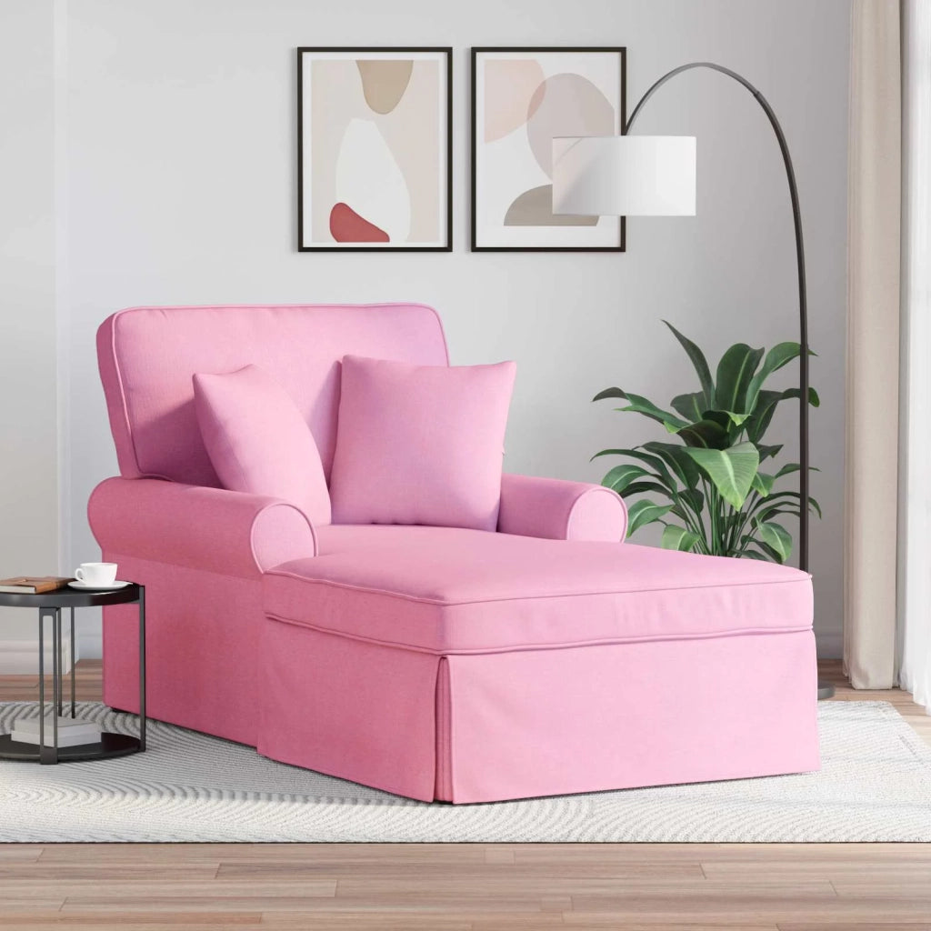 Chaise Longe con Gonna con cuscino 3 pcs Rosa Tessuto