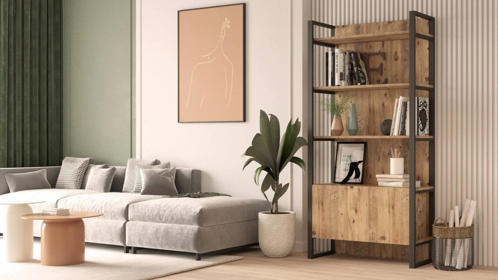 Biblioteca Georges, Libreria 4 Ripiani, 90x34x180h cm Marrone Quercia